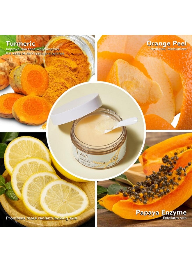 Cleansing Balm Turmeric Makeup Remover Balm Face Exfoliator For Melting Makeup Oil Cleansing Balm Cleansing Pores & Blackheads Hydrating Smooth Skin 3.5Oz