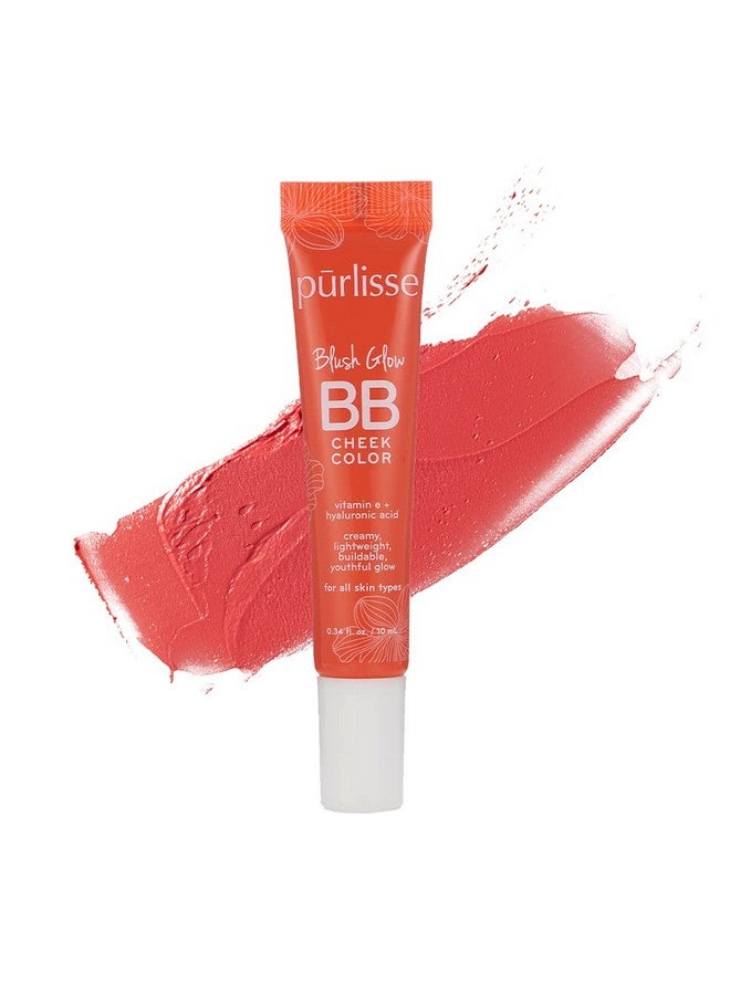 Purlisse Blush Glow Bb Cheek Color Crueltyfree & Clean Paraben & Sulfatefree Cream Blush Long Lasting Vitamin E Hydrates Vivid Coral 0.34Oz