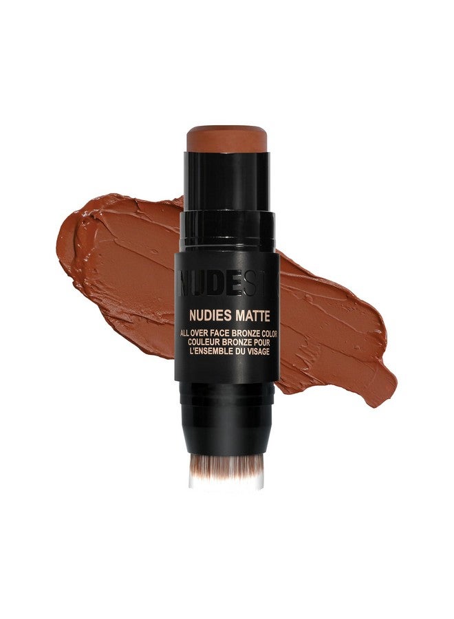 Nudies Matte Cream Bronzer 3In1 All Over Face Colour For Face Eyes And Lips Wblending Brush (Deep Maple Eh)