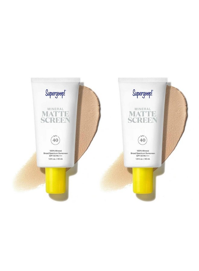 Mineral Mattescreen (Spf 40) Pack Of 2 45 Ml 100% Mineral Oilfree Broad Spectrum Sunscreen Smooths Skin’S Appearance Minimizes Pores & Controls Shine Water & Sweat Resistant