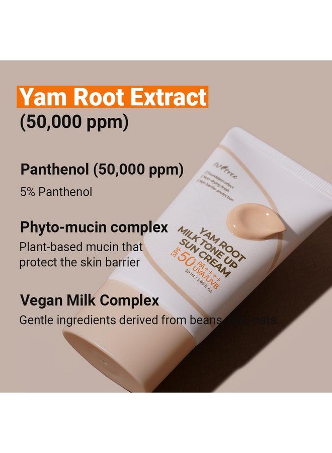 Yam Root Milk Tone Up Sun Cream 50Ml 1.69 Fl.Oz Moisturizing Tinted Spf50+ Pa++++ Natural Coverage Vegan Skincare Korean Skin Care