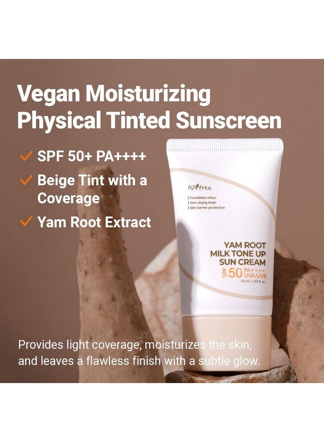 Yam Root Milk Tone Up Sun Cream 50Ml 1.69 Fl.Oz Moisturizing Tinted Spf50+ Pa++++ Natural Coverage Vegan Skincare Korean Skin Care