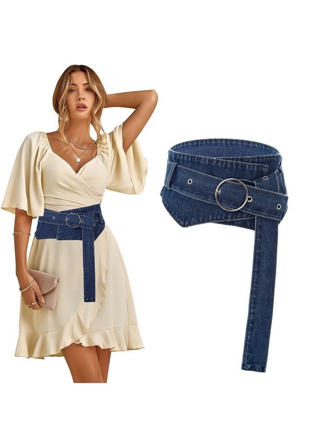 Retro Denim Corset Belt Blue Buckle Wrap Waist Cinch Belts Wide Vintage Dress Dresses Cowgirl Waspie Belt Waistband For Women