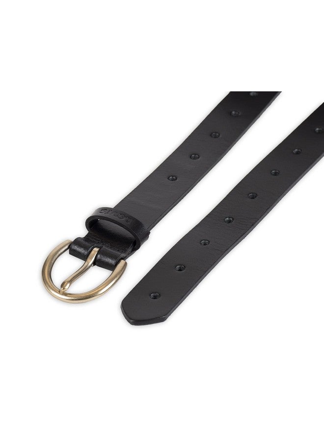 Women'S Fully Adjustable Slim Belt Black Perforated Small