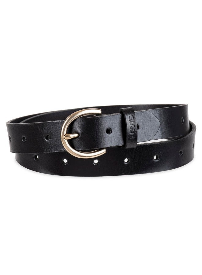 Women'S Fully Adjustable Slim Belt Black Perforated Small