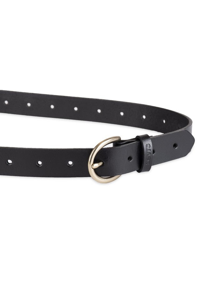 Women'S Fully Adjustable Slim Belt Black Perforated Small