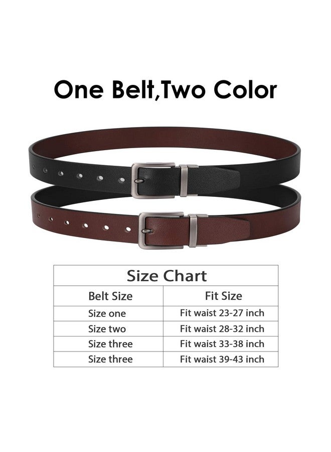 Reversible Leather Belts For Women With Rotated Metal Buckle Fashion Women Belts(1 Pcs Blackbrown)