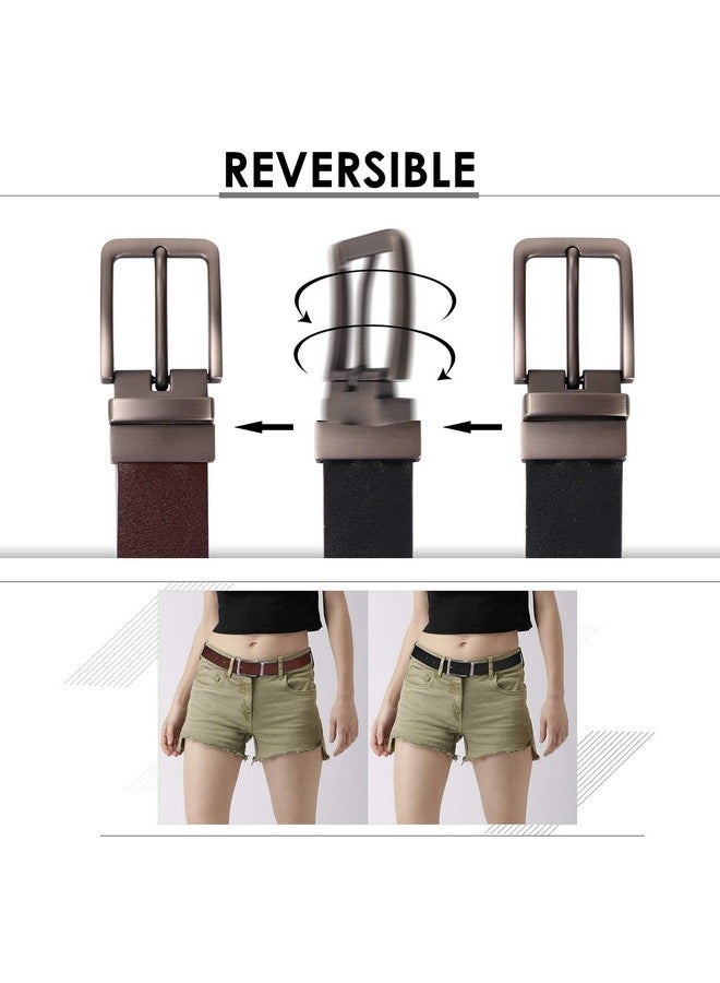 Reversible Leather Belts For Women With Rotated Metal Buckle Fashion Women Belts(1 Pcs Blackbrown)