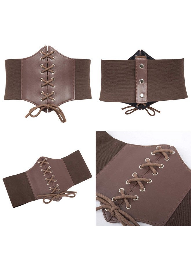 Medieval Victorian Costume Dress Corset (Lblack+Coffee)