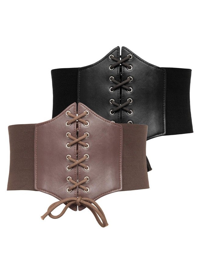 Medieval Victorian Costume Dress Corset (Lblack+Coffee)