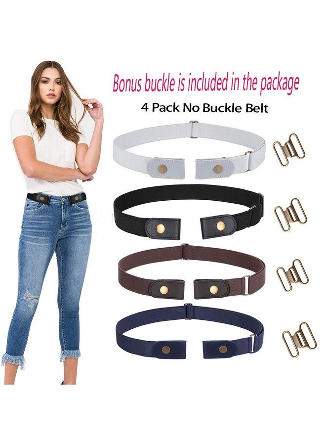 4 Pack No Buckle Invisible Stretch Belt Bucklefree Elastic Belt For Women And Men