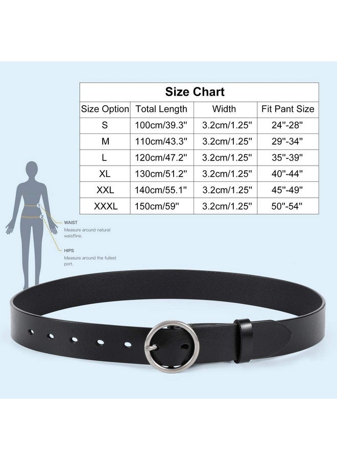 Women Casual Dress Belt Genuine Leather Belt With Round Buckle，Blacksuit Pant Size 2428 Inches