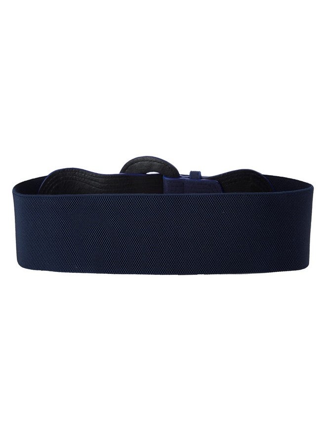 Women Wide Elastic Waist Belts Stretchy Suede Dress Belt Ladies Cinch Waistband Navy L