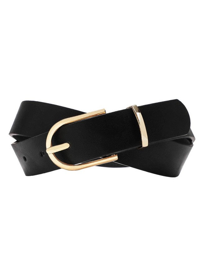 Women'S Faux Leather Chic Belt For Ladies Jeans Black Medium