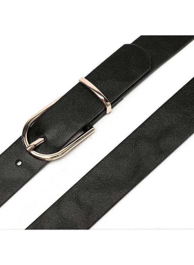 Women'S Faux Leather Chic Belt For Ladies Jeans Black Medium