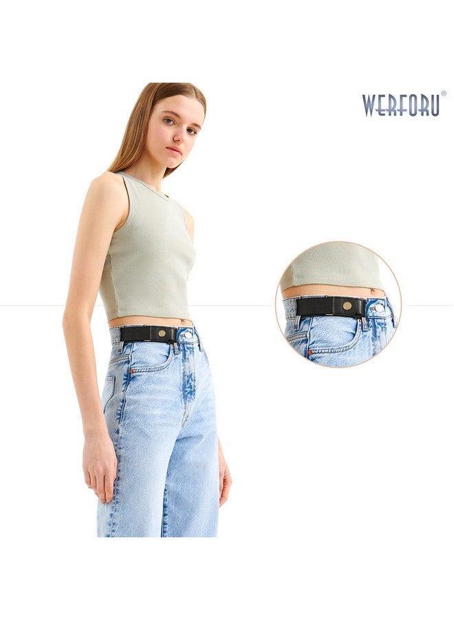 No Buckle Elastic Stretch Belt For Women Men 2 Loop Buckle Free Invisible Belt For Jeans Pants 2 Packfit 2 Loop Distance 7