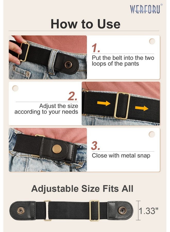 No Buckle Elastic Stretch Belt For Women Men 2 Loop Buckle Free Invisible Belt For Jeans Pants 2 Packfit 2 Loop Distance 7