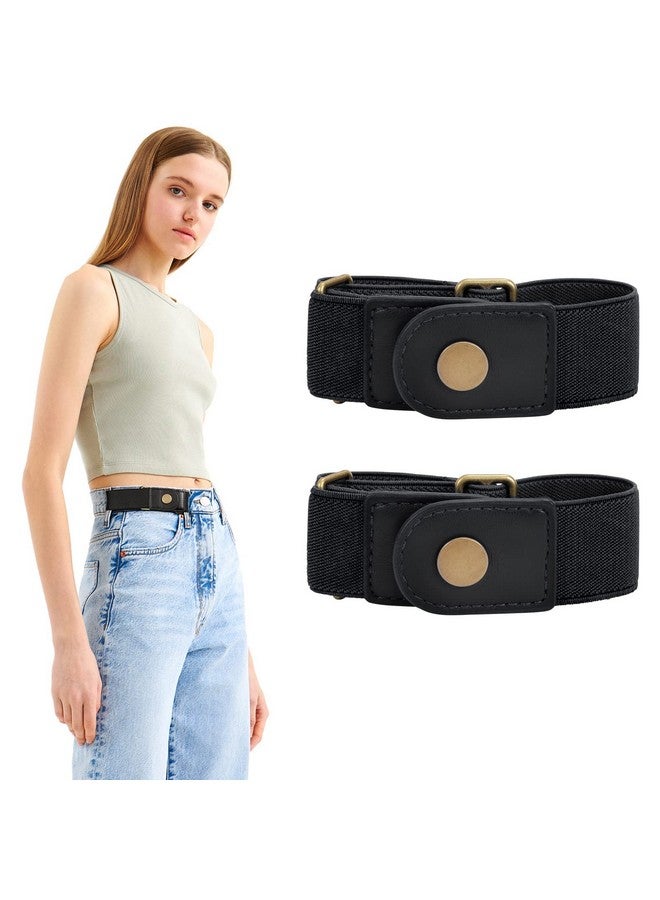 No Buckle Elastic Stretch Belt For Women Men 2 Loop Buckle Free Invisible Belt For Jeans Pants 2 Packfit 2 Loop Distance 7