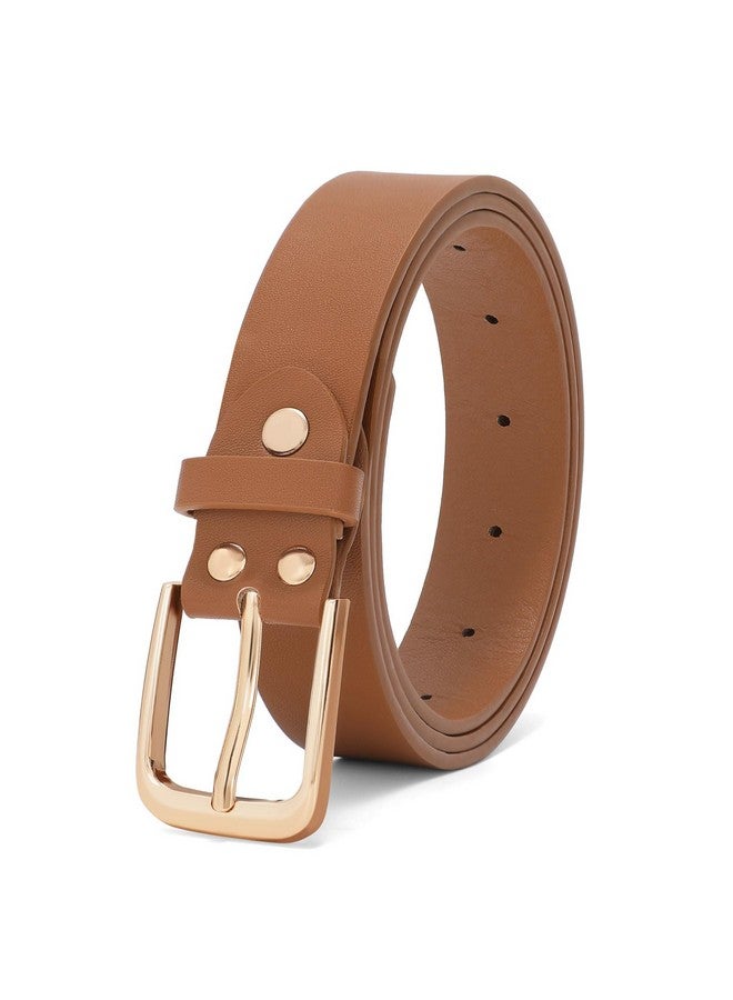 Women Leather Belt With Gold Buckle Fashion Ladies Leather Waist Belt For Jeans Dress