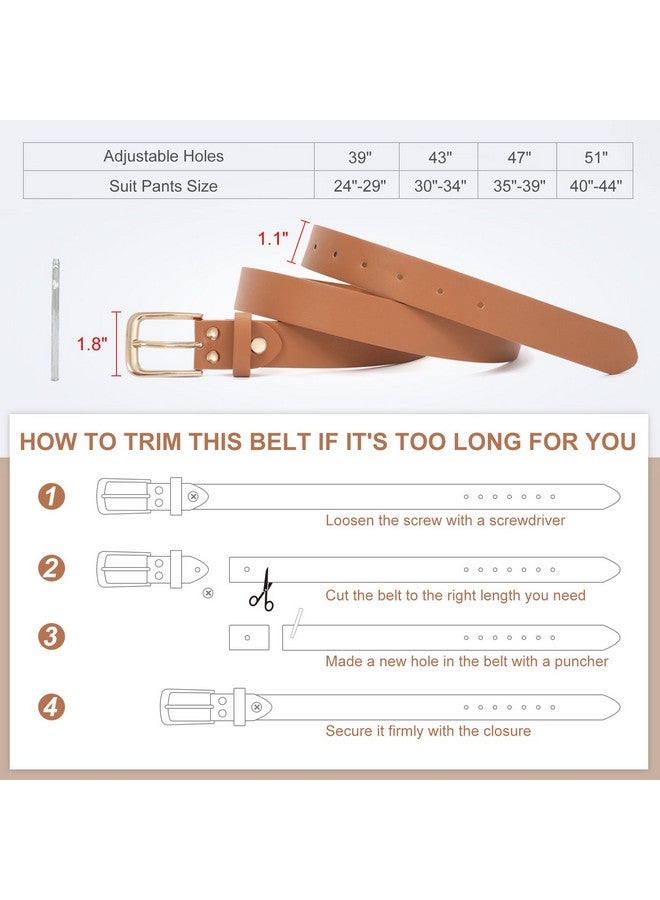 Women Leather Belt With Gold Buckle Fashion Ladies Leather Waist Belt For Jeans Dress