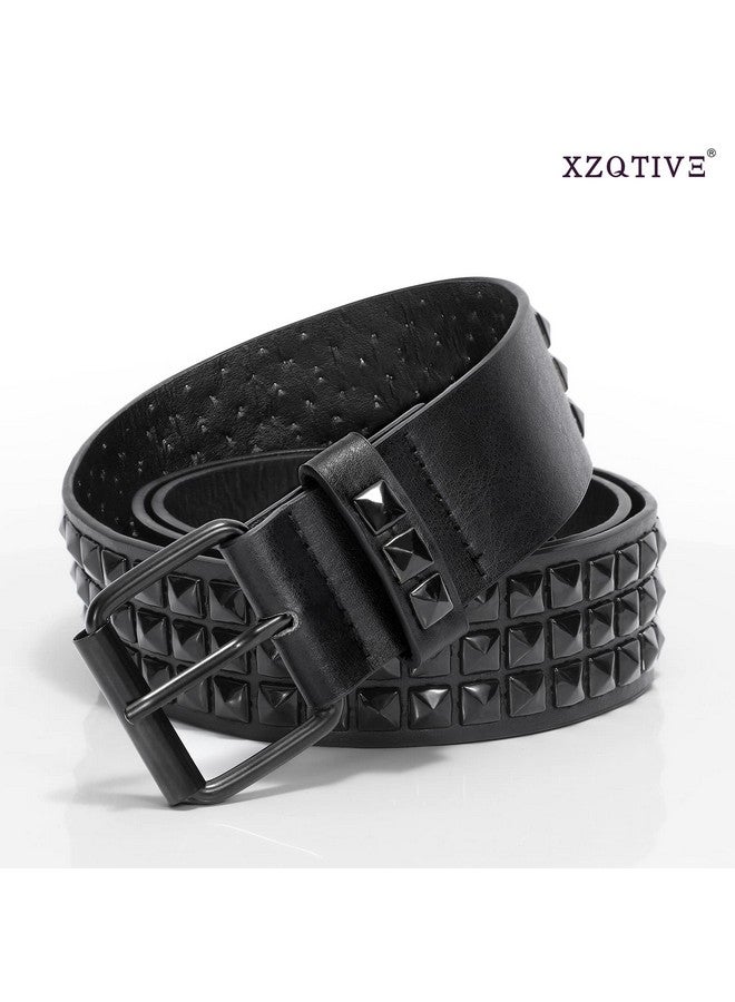 Studded Belt Punk Rivet Belt Punk Leather Belt For Womenmen (Black Fit Pant 3136 Inch)