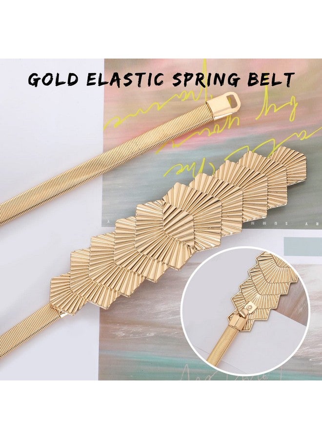 Ladies Skinny Metal Elastic Chain Belt Thin Gold Silver Stretch Spring Waist Belt For Dress Fit Waist Size 2428 Inches