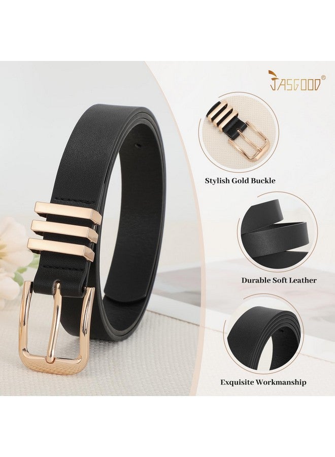 Women'S Leather Belts Plus Size Fashion Ladies Waist Belt For Jeans Pants Dress With Metal Gold Buckle 1 Pack