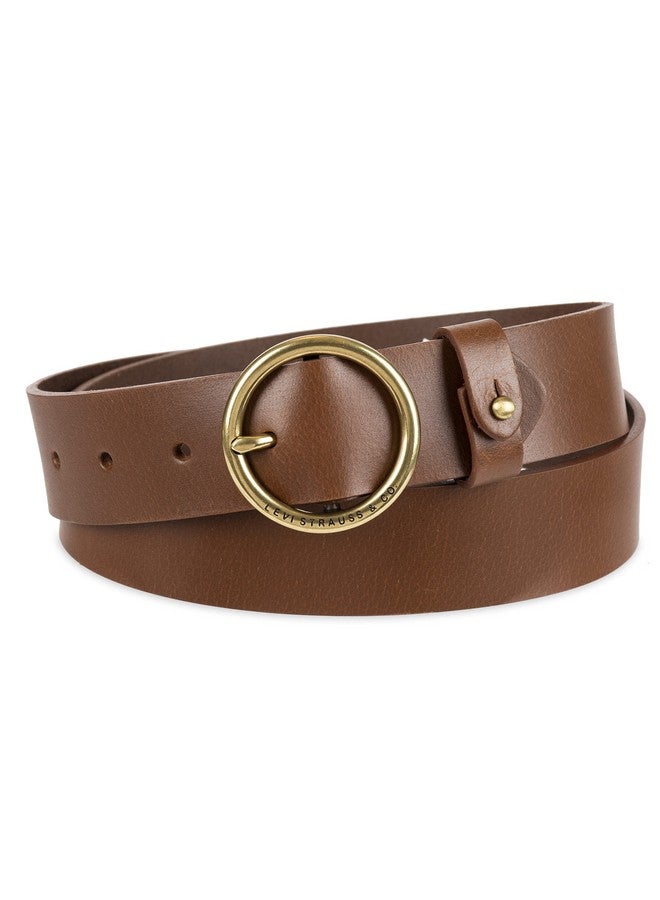 Women'S Center Bar Buckle Belt Tan Circular Small