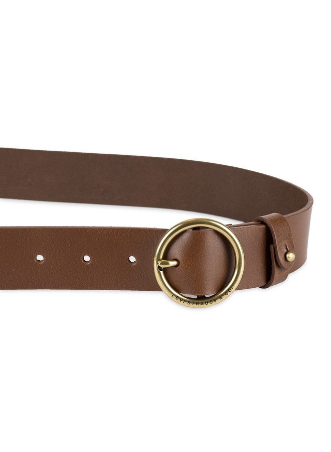 Women'S Center Bar Buckle Belt Tan Circular Small