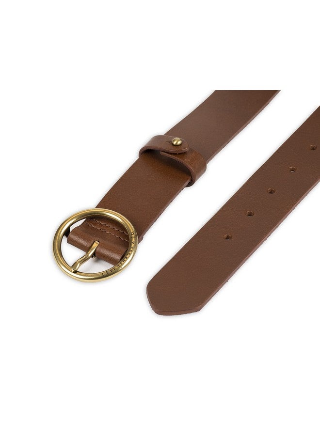 Women'S Center Bar Buckle Belt Tan Circular Small