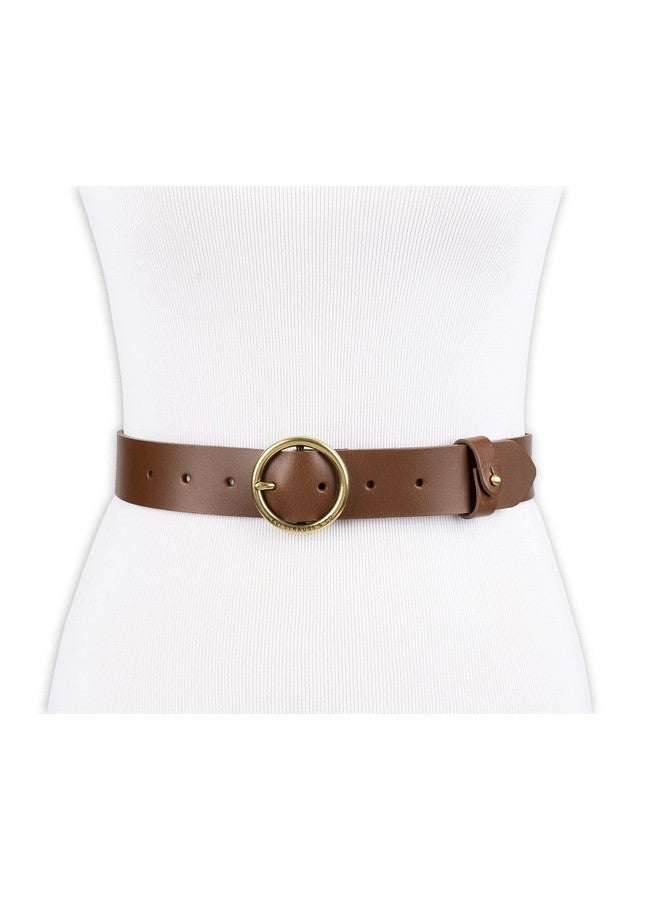 Women'S Center Bar Buckle Belt Tan Circular Small