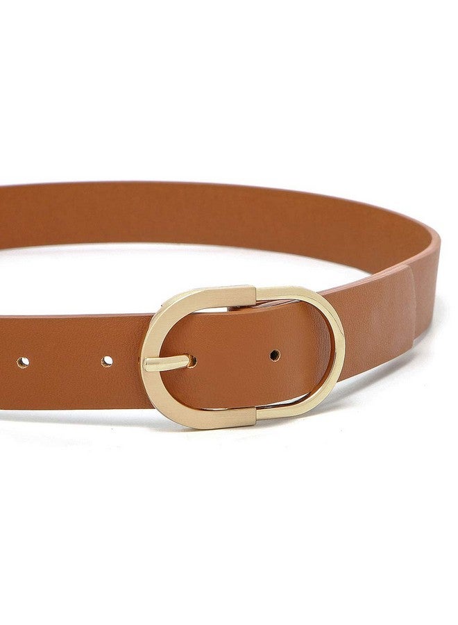 Womens Belts For Jeans Faux Leather Strap Brown Small