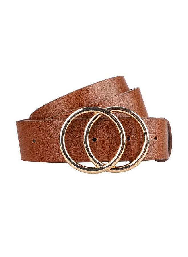 Women'S Leather Belt Fashion Soft Faux Leather Waist Belts For Jeans Dress Brown Medium