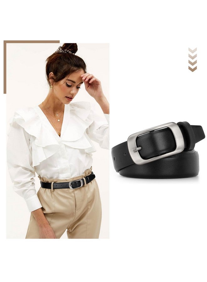 Women Leather Belts For Jeans Pants Blackbrown Waist Dress Belts With Goldsilver Buckles Fit Sizes S To Xl Black Belt With Silver Buckle Fit Waist Size 3337 Inches