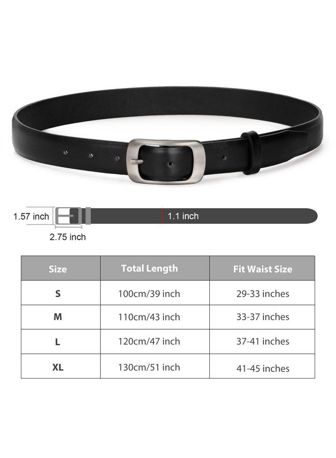 Women Leather Belts For Jeans Pants Blackbrown Waist Dress Belts With Goldsilver Buckles Fit Sizes S To Xl Black Belt With Silver Buckle Fit Waist Size 3337 Inches