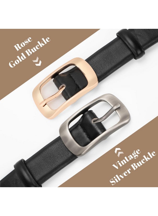 Women Leather Belts For Jeans Pants Blackbrown Waist Dress Belts With Goldsilver Buckles Fit Sizes S To Xl Black Belt With Silver Buckle Fit Waist Size 3337 Inches