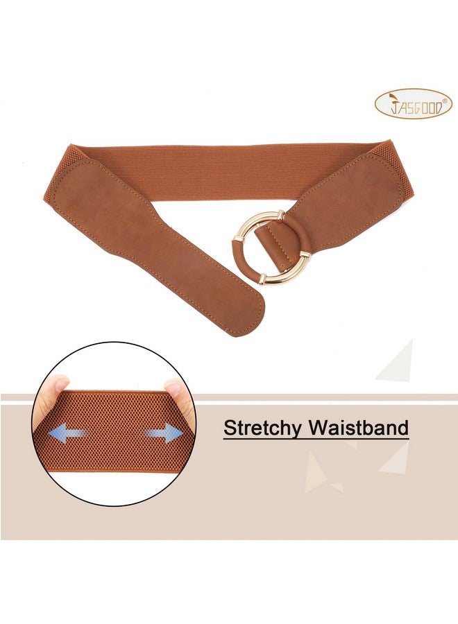 Women Wide Waist Belt Stretchy Elastic Vintage Belts For Dress Ladies Belt With Circle Buckle