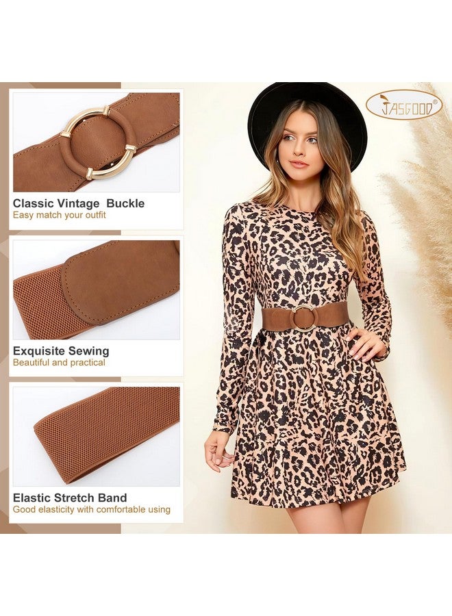 Women Wide Waist Belt Stretchy Elastic Vintage Belts For Dress Ladies Belt With Circle Buckle