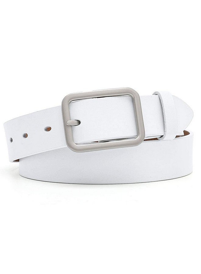 Leather Belts For Womens Jeans Designer Pin Buckle Waist Belt White Medium