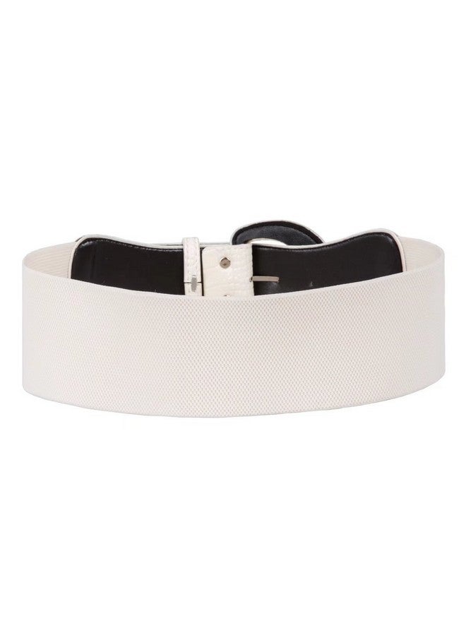 20'S Basic White Dress Belt Stretch Waistband (Lwhite)