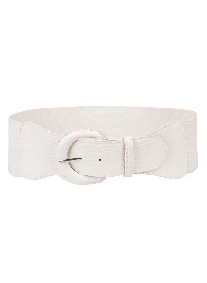 20'S Basic White Dress Belt Stretch Waistband (Lwhite)