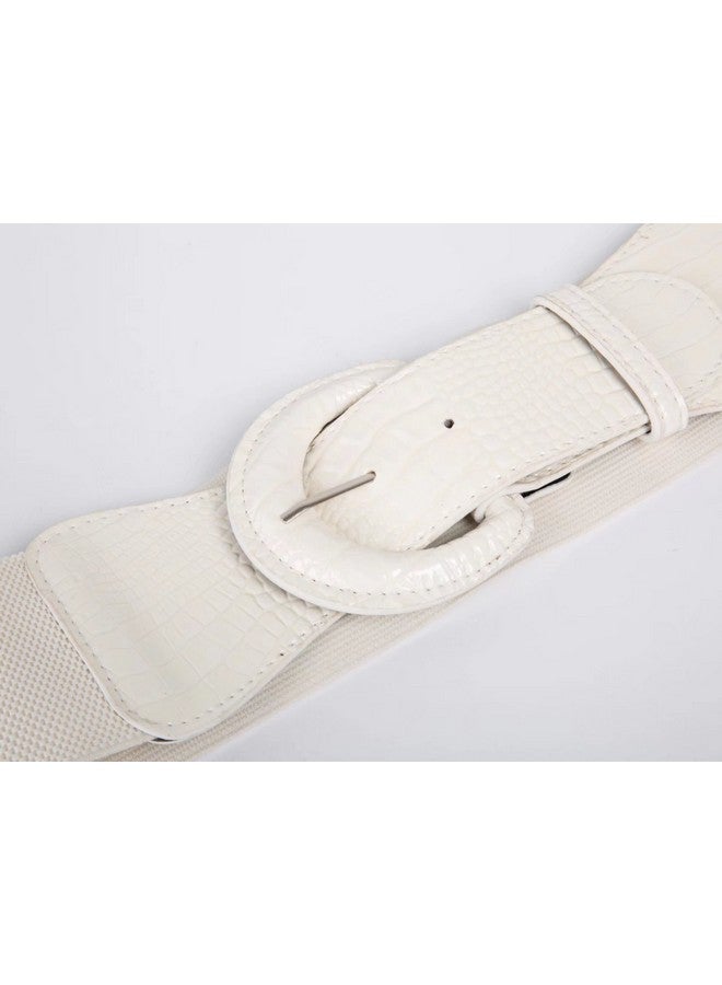 20'S Basic White Dress Belt Stretch Waistband (Lwhite)