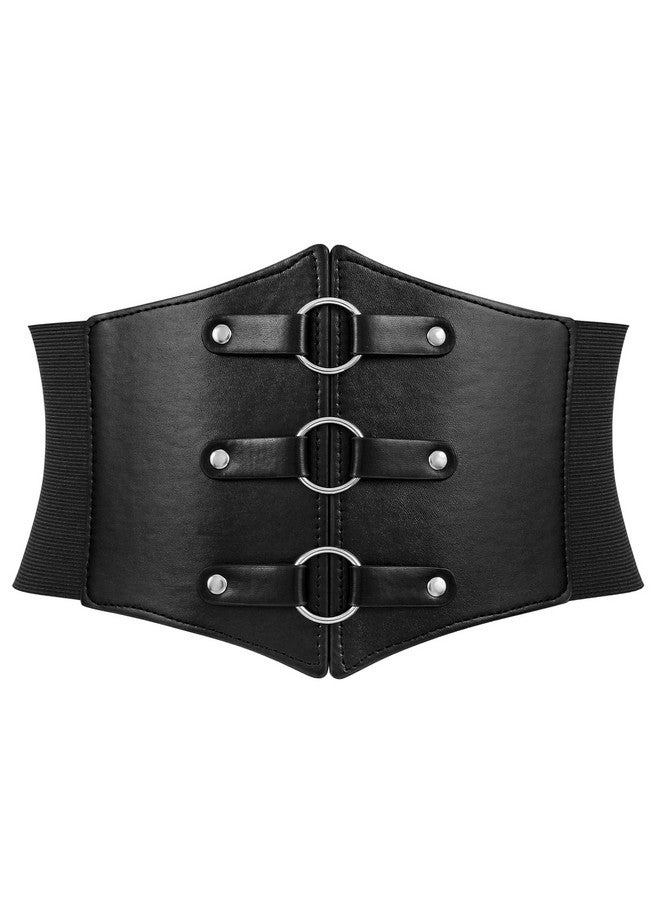 Women Wide Corset Elastic Belt Thick Vintage Ladies Costume Waspie Waist Belt For Halloween Black Suit Waist Size 3642 Inches