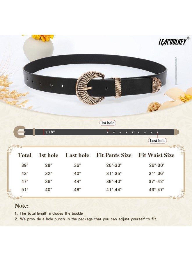 Western Leather Belt For Women Vintage Design Buckle Waist Belt For Jeans Dress