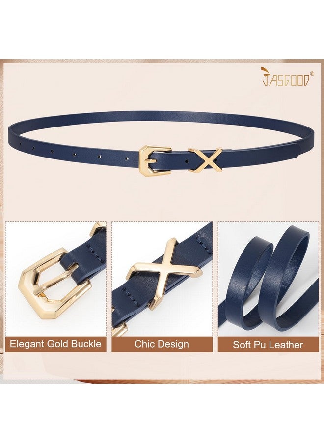 4 Pack Women Skinny Leather Belt For Pants Jeans Ladies Thin Waist Belt For Dress