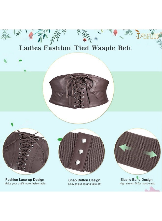 Women Corset Waist Belt Elastic Tied Waspie Belt Wide Laceup Costume Belt For Halloween