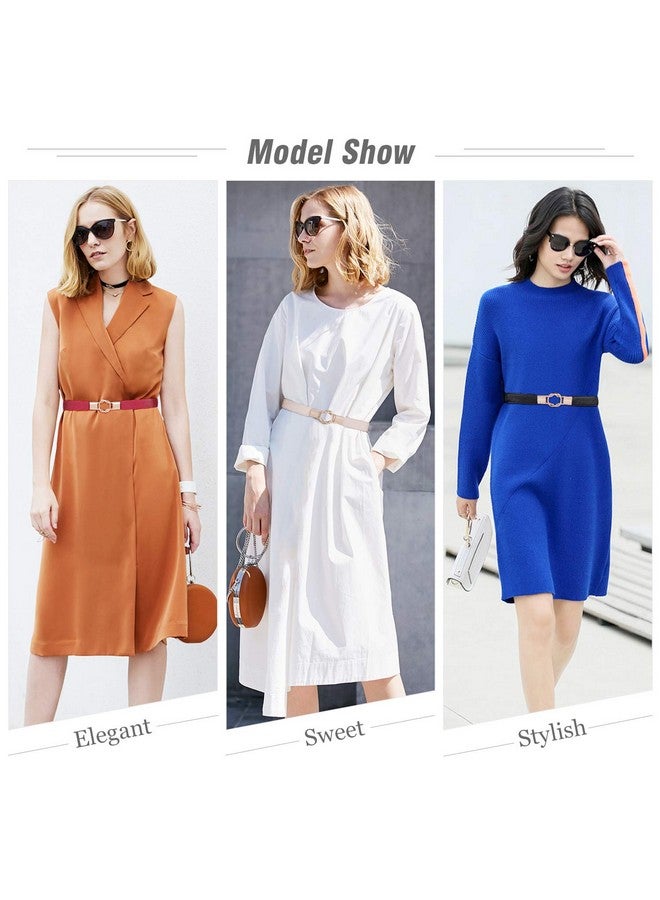 Fashion Skinny Dress Belt For Women For Jeanselastic Thin Waist Belt For Dressgold Buckle Retro Stretch Ladies Thin Waist Belt