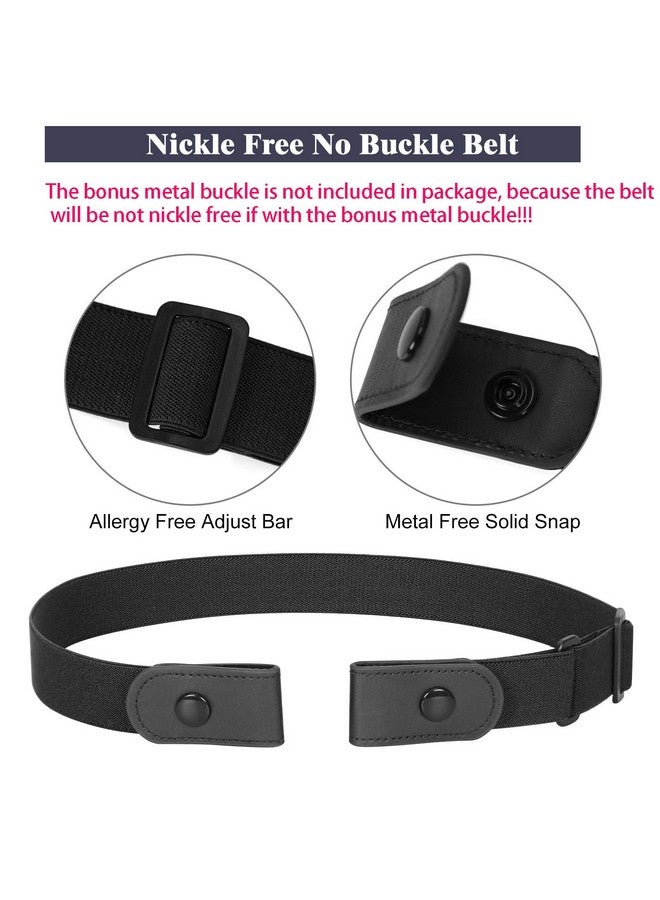 2 Pack No Buckle Belt For Women And Men Buckle Free Belt Plus Size For Jeans Pants (Black+Blue(No Nicklemetal) Pants Size 24