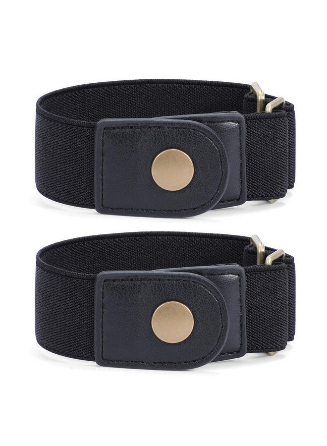 Unisex 2 Pack Buckle Free Belt For Ladies Men 2 Loop No Buckle Stretch Belt For Jeans Pants Blackfits 2 Loop Distance 3