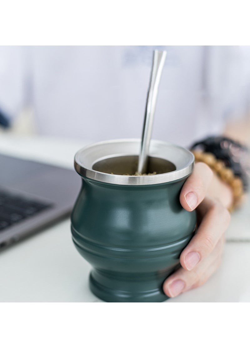 Stainless Steel Yerba Mate Cup, 6.7 oz Stylish Modern Design, Durable and Easy to Clean, Perfect for Daily Use, Army Green
